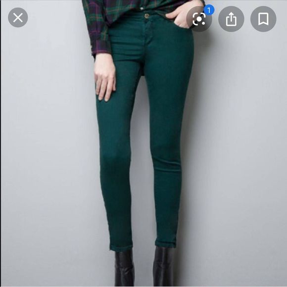 Zara Trafulac Emerald Green Skinny Jeans